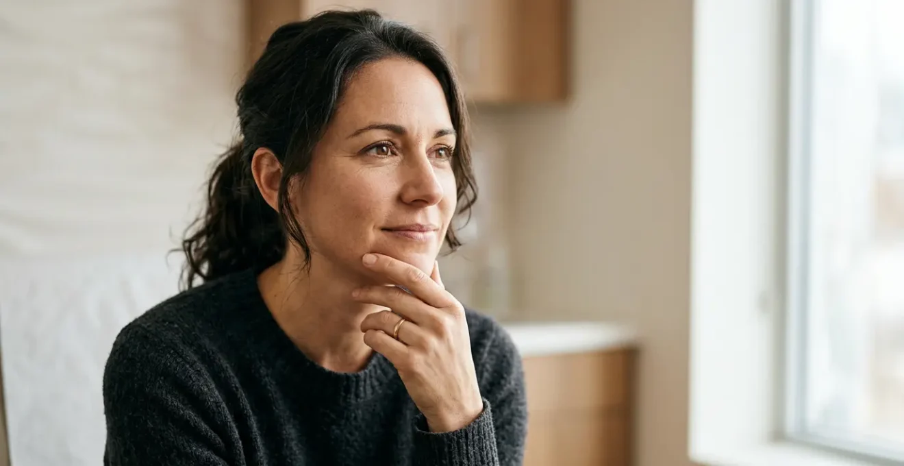 Persona adulta in riflessione prima di una decisione medica importante per la chirurgia del labbro leporino