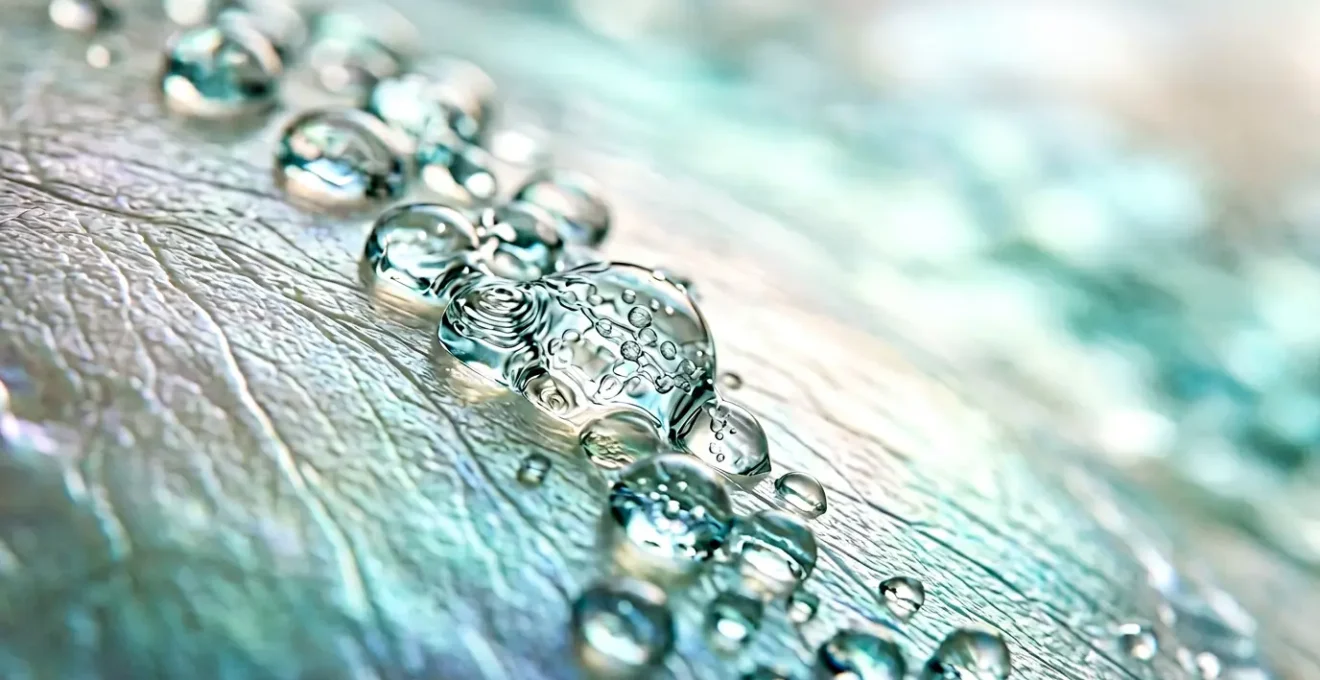 Rappresentazione visiva dell'efficacia del collagene marino idrolizzato sulla pelle, con focus su texture e idratazione cutanea