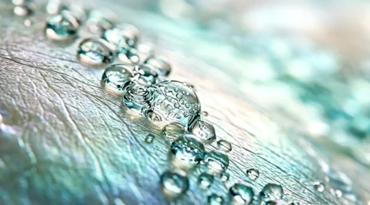 Rappresentazione visiva dell'efficacia del collagene marino idrolizzato sulla pelle, con focus su texture e idratazione cutanea