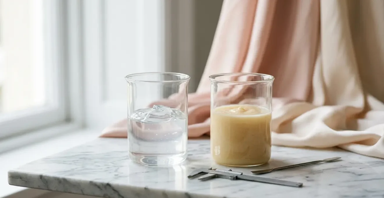 Illustrazione editoriale che rappresenta la scelta tra protesi mammarie e lipofilling per corporature magre