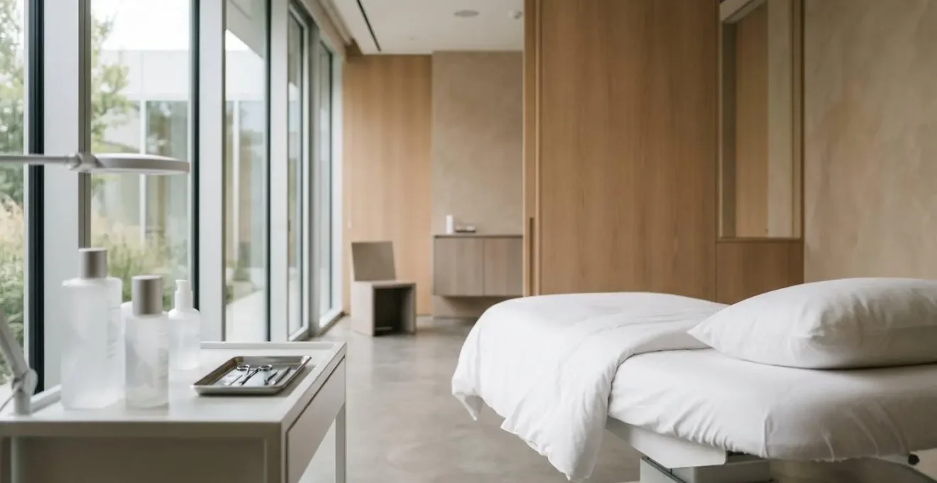 Preparazione professionale della pelle in ambiente clinico prima di un trattamento estetico con filler