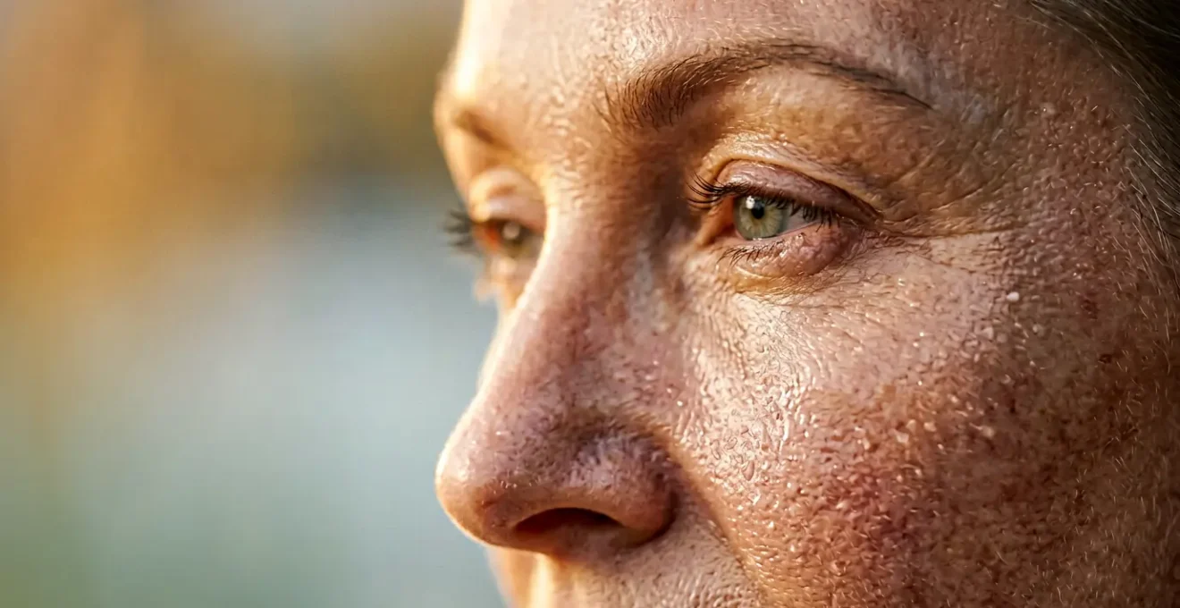 Rappresentazione visiva del metabolismo cutaneo e della pelle ringiovanita a cinquanta anni