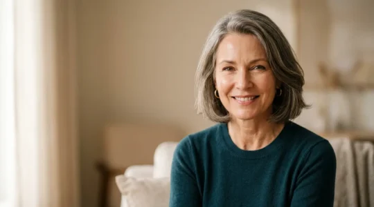 Donna matura oltre i 50 anni con pelle soda e radiosa dopo trattamento estetico non invasivo