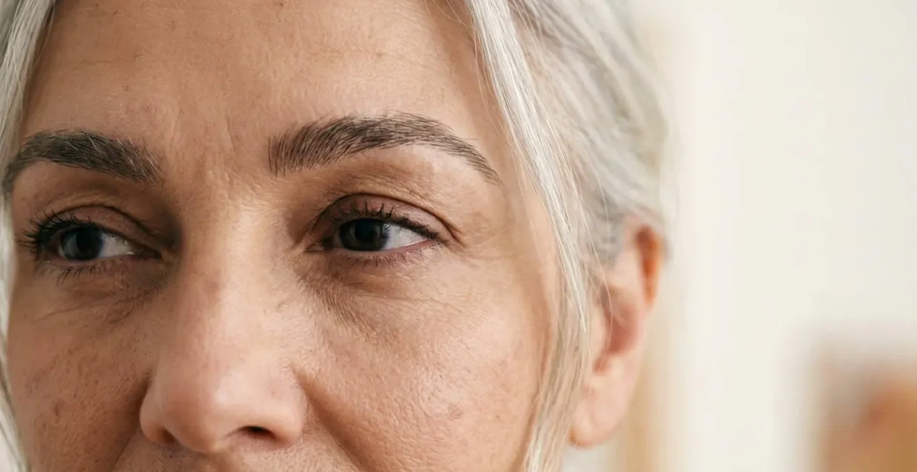 Donna di 60 anni con sopracciglia naturali rinnovate tramite tecnica microchirurgica