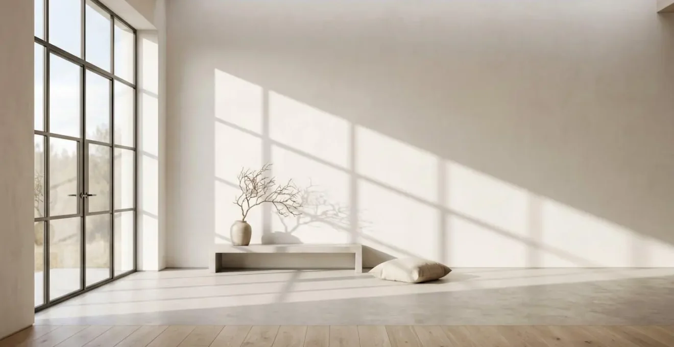 Ambiente minimalista e contemplativo che evoca equilibrio interiore e armonia con se stessi
