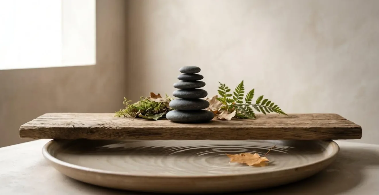 Simbolo visivo astratto della meditazione con elementi naturali e simmetria