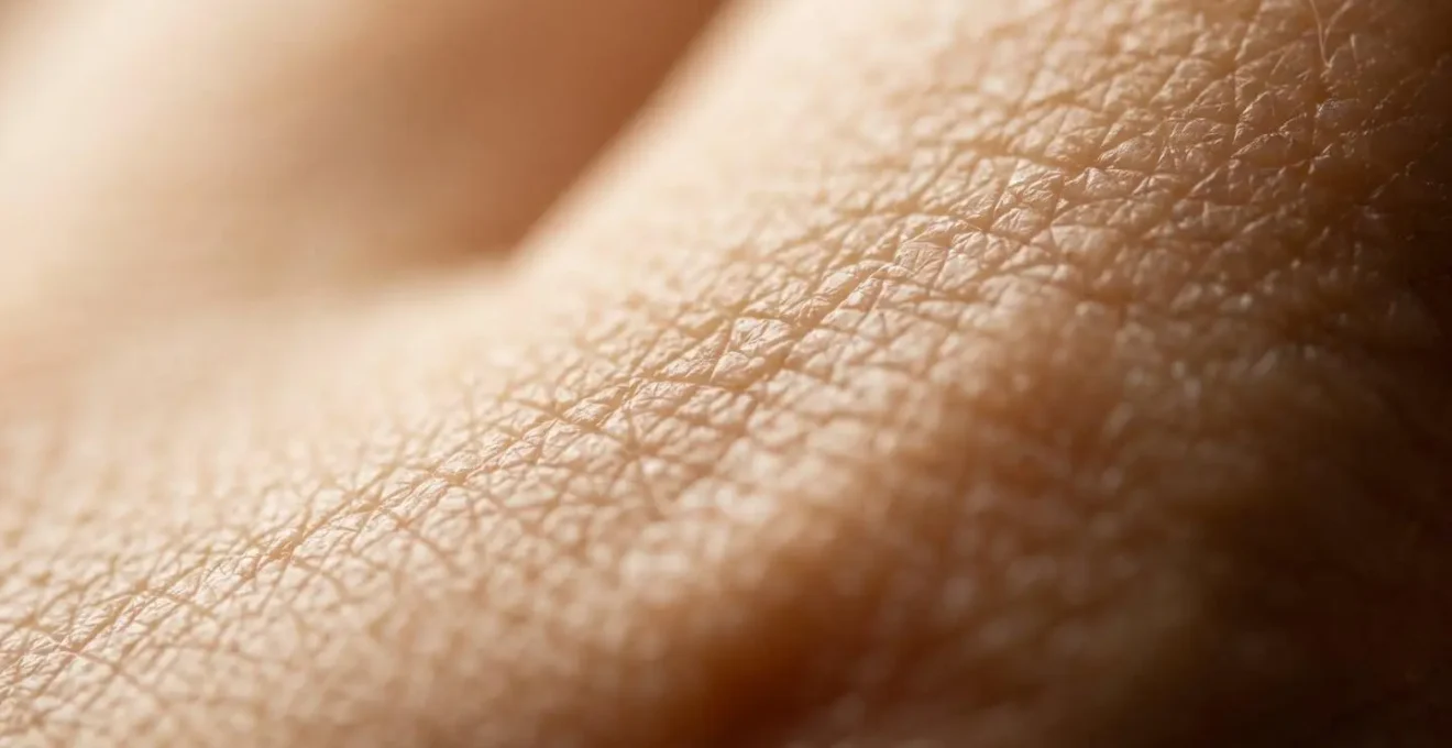 Dettaglio macro della texture della pelle che mostra il processo di rigenerazione del collagene